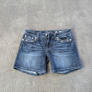 Miss Me Dark Blue Jean Shorts